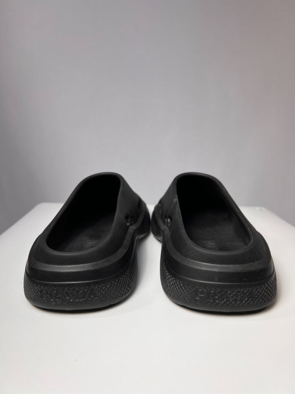 PRADA Black Mellow Rubber Mules Sz Women 7US 37EU LN - Picture 3 of 9